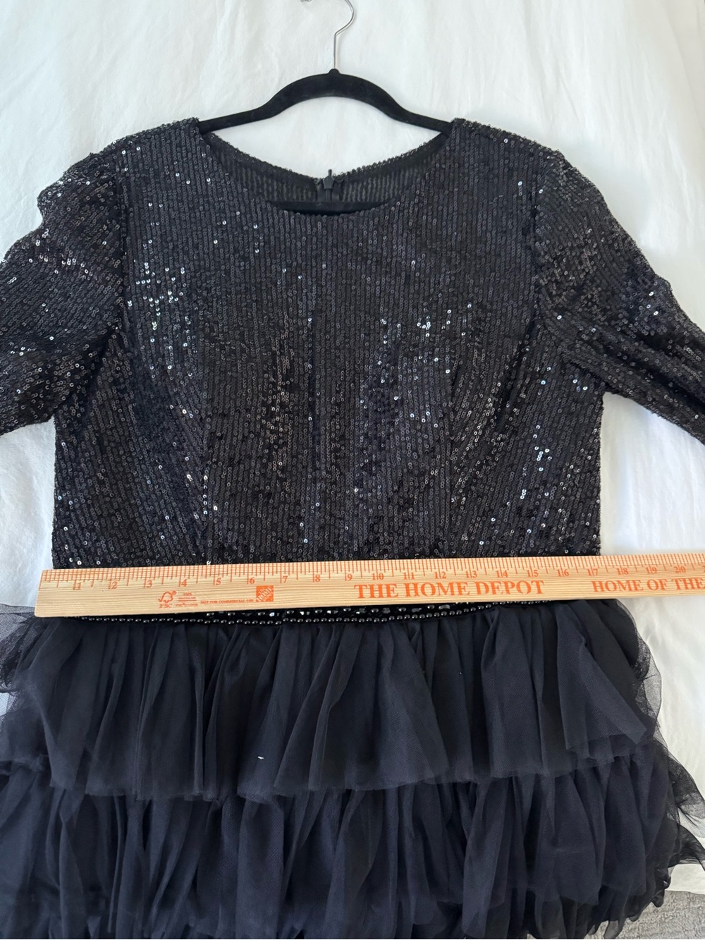 Mac Duggal Black Sequin Tiered Tulle Party Dress size 12 - Picture 8 of 12
